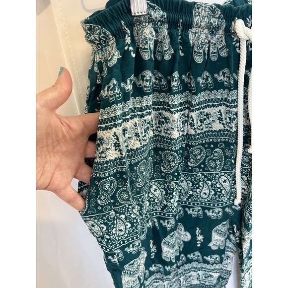 Women's Harem Pants,‎ Elephant Design, Pockets, Elastic Waist Drawstring, Sz Med - Picture 2 of 7